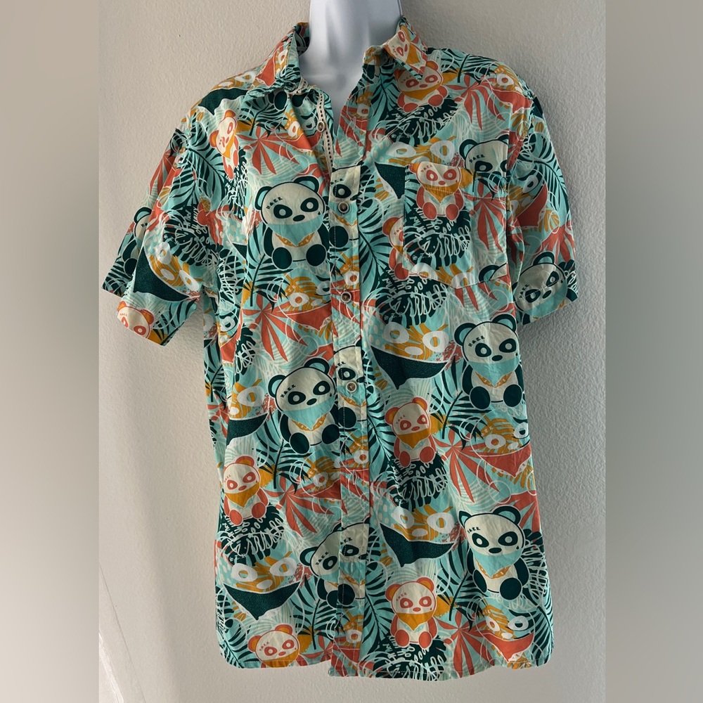 Panda Print Men's Shirt - Multicolor Size M